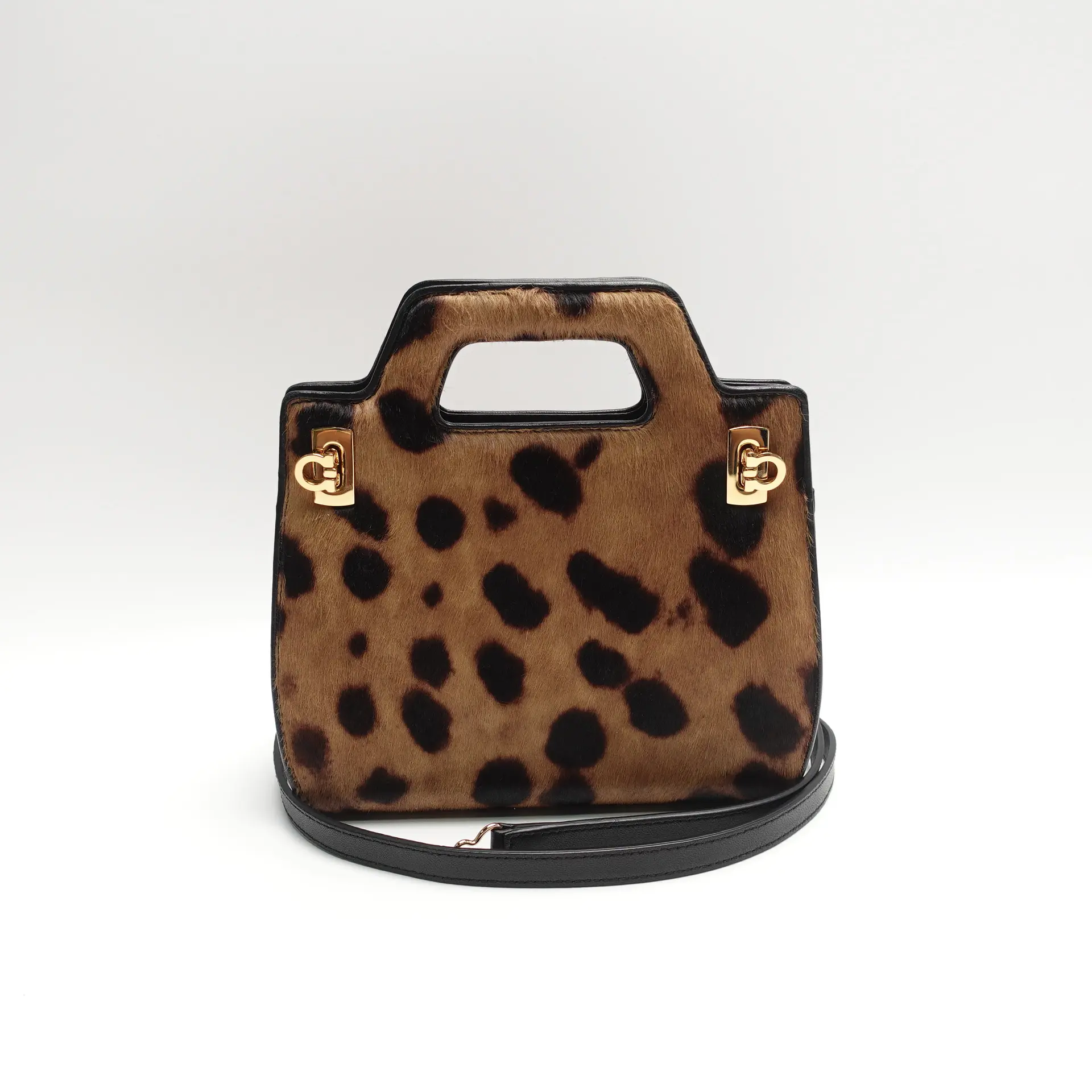Pre-owned SALVATORE FERRAGAMO Horse Hair Shoulder Bags Ferragamo Leopard Print Shoulder Bag T10443780
