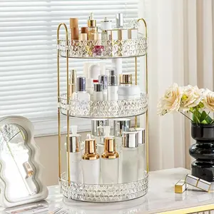 Multifunctional Rotating Storage Rack, Cosmetic Organizer Box, Desktop Display Shelf, Bathroom Kitchen Storage Holder, 1 Piece