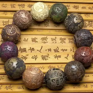 Oriental Strength Sandalwood Bracelet for Protection Wealth Attraction and Safety Decorative Piece with Intricate Ornaments