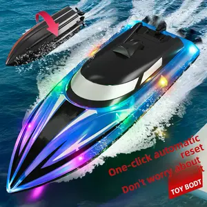 Rechargeable RC Speed Boat - Electric Remote Control Racing Boat with Cool LED Lights, Low Battery Alert, Safe Navigation, Pool/Lake Play, Kids Birthday Gift