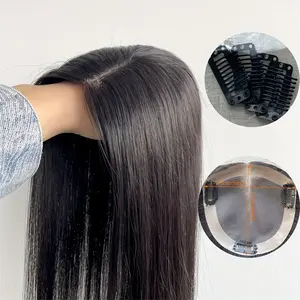 Wholesale 2025 Arrived [16-18 Inch Human Hair Topper] Real Human Hair 16-18 Inch Invisible Hair Topper Mono Base |   5 * 5 Inch Natural Color Topper for Women with Thinning Hair |   40Cm/45Cm with 4 Additional Clips