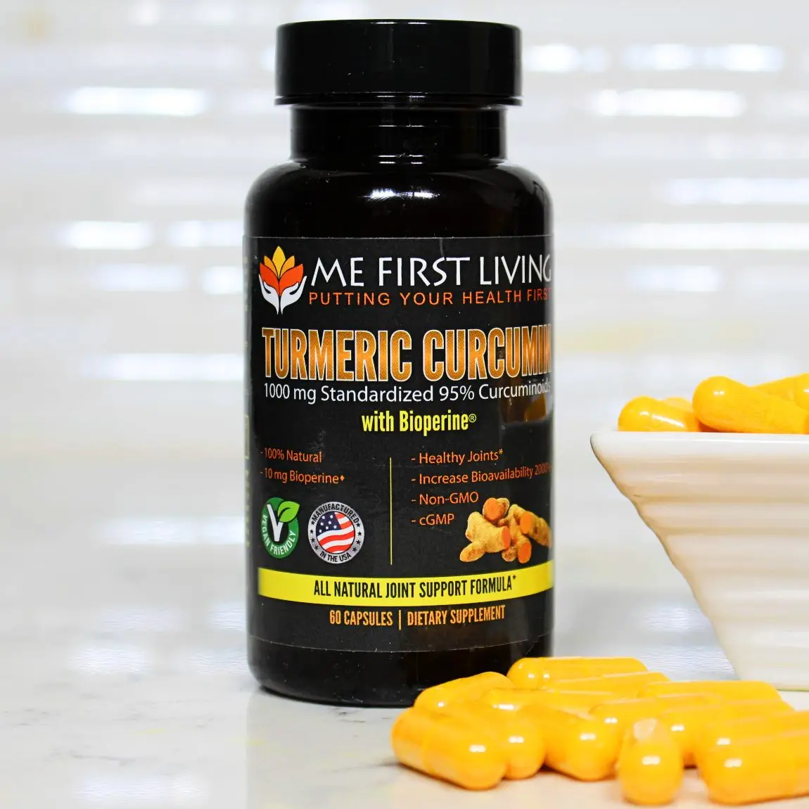 Turmeric Curcumin, 1000 MG 95% Curcuminoids, 10mg Black Pepper Extract- 60 Capsu...