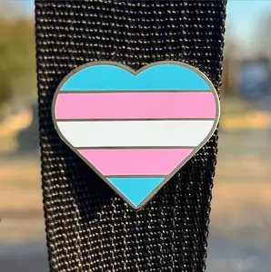 Transgender Flag Heart Enamel Pin – White, Pink, and Blue LGBTQ+ Pride Symbol Lapel or Fabric Pin