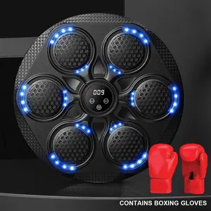 【New Arrivals】HOTKAM Music Boxing Machine with Boxing Gloves, Wall Mounted Smart Bluetooth Music Boxing Trainer, Indoor Electronic Boxing Target for Adults and Kids, Fitness Punching Equipment for Home Workouts, Black S1 musicboxingmachine