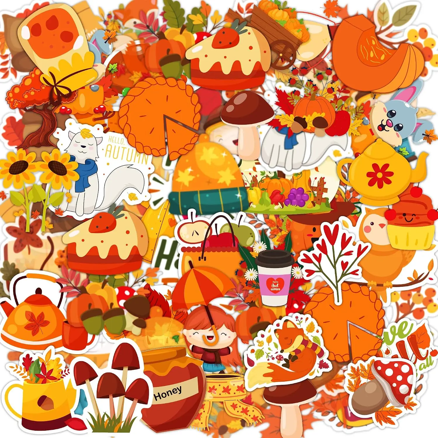 Fall Stickers | 100 PCS Thanksgiving Stickers for Kids - Vinyl Thanksgiving Games Toys Gifts Activities Essentials Party Favors Supplies - Friendsgiving Crafts Bulk for Classroom Home