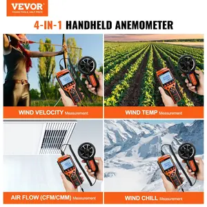 Father's Day Gift VEVOR Split Handheld Anemometer, 14 ° F -140 ° F , Digital Wind Speed CFM Meter Gauge with LED Backlight Screen, Measures Wind Velocity Wind Temperature Air Flow Wind Chill, for Sailing Surfing Flying HVAC