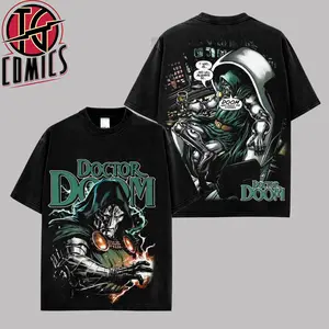 [IG] Doctor Doom Vintage Comic Graphic Premium Washed Cotton T-Shirt (Made In US), MCU Villain Retro Superhero Graphic Tee, Latveria Ruler Streetwear Shirt, Gift for Doctor Doom Fans