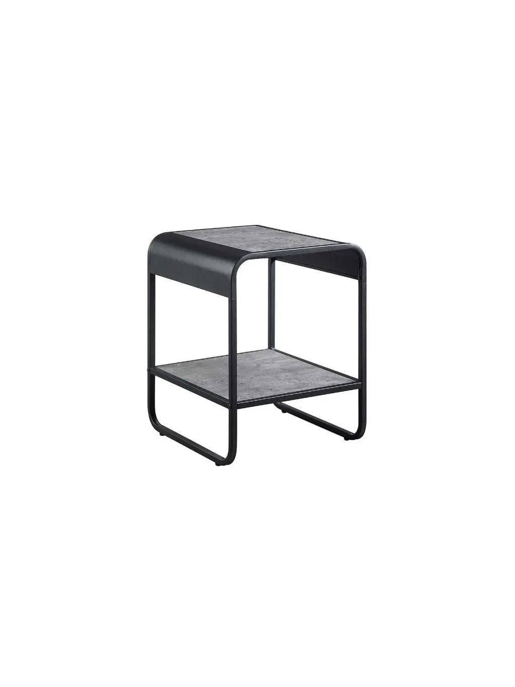 212 MAIN Rectangular Modern Accent End Table, 21 in. Manufactured Wood & Metal Construction, Single Shelf, 21x16x18 in Dimensions, Black & Concrete Gray Finish, Modern Accent Tables