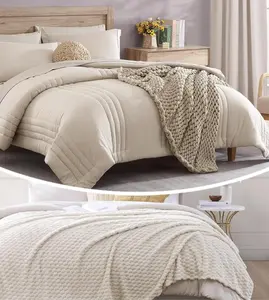 7 count Comforter Sets and Fleece Throw Blanket Bundle