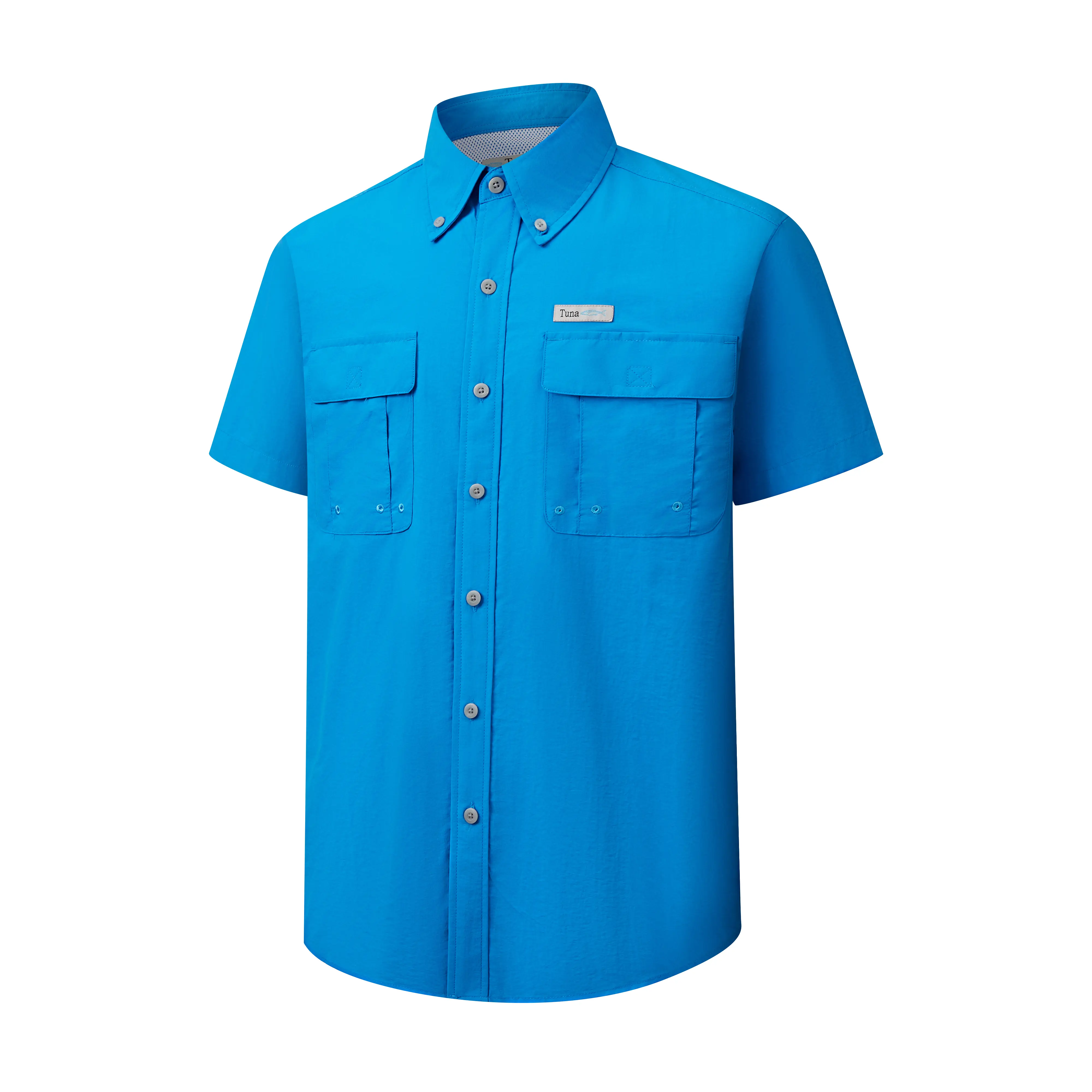 Tuna Men’s Fishing Shirt Short Sleeve UPF 50+ Sun Protection Quick Dry Breathable Lightweight Hiking Shirts