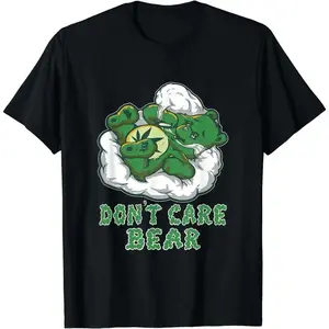 100% Cotton Short Sleeve Funny Bear Smoking Weed Cannabis Marijuana 4:20 Stoner Gift T-Shirt for Men Women