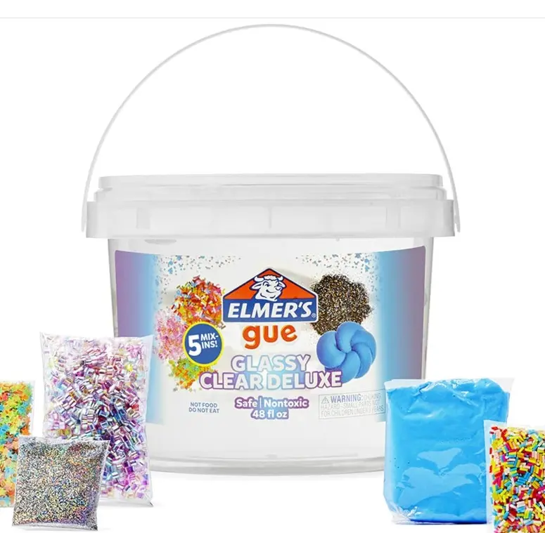 Elmer's Gue Premade Slime, Glassy Clear 3 Lb. Bucket - Includes 5 Sets of Slime Add-ins