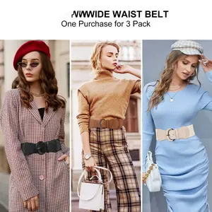 1/2/3/4 Pack Women Wide Elastic Waist Belt Vintage Stretchy Belt Waistband for Ladies Dresses Oversize