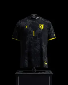 Vozinha Inspired Goalkeeper Jersey Shirt – Black Yellow Graphic Fan Sports Top with Number 1 Design