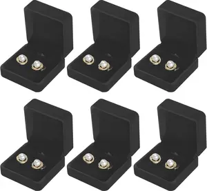 6 Pieces Classic Velvet Jewelry Earring Gift Box for Stud Earring Necklace Pendant, Jewellry Earring Storage Display Case for Wedding Engagement Birthday Anniversary KUKUVR