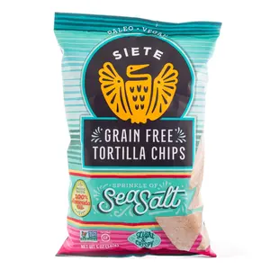 Siete Grain Free Tortilla Chips 5 oz - Sprinkle of Sea Salt, Paleo, Vegan, Gluten-Free, Dairy-Free, Soy-Free, Healthy Nacho Snack