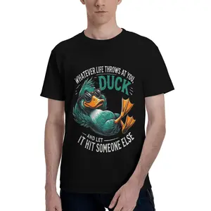 Menswear Casual Round Neck Short-Sleeve Funny Duck Graphic T-Shirt with Funny Quote - Ideal Gift for Men, Teens