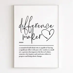 Difference Maker Definition, Wall Art, Teacher Gifts, Thank You Gift, Mentor Gift, Coach Gift, Resilience Quotes Art No Frame
