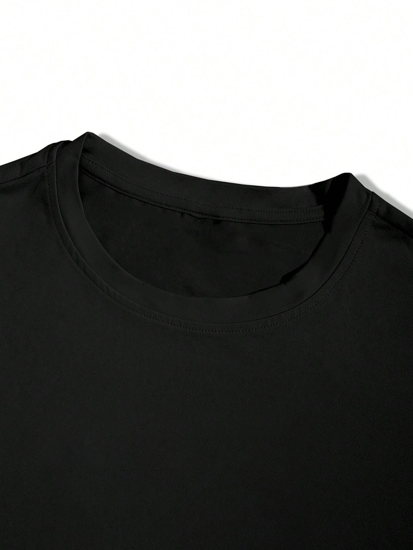 3-pack unisex; new men’s summer T-shirt; trendy design featuring a retro sunset palm tree graphic, shark mouth print, and letter slogan; black/white soft short-sleeve streetwear style—perfect for summer wear.