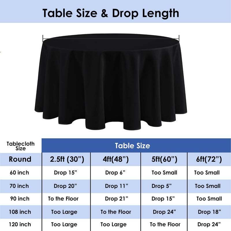 Craft And Party 10 Pack 90" Round Premium Tablecloth, Wrinkle Round Table Clothes, Washable Polyester Table Clothes Cover for Kitchen Dining, Wedding Birthday Party, Buffet Restaurant, Banquet