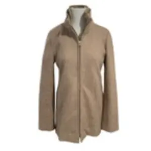 J Crew Mercantile Minimalist Coat Womens 0 Beige Wool Blend Funnel Neck Jacket