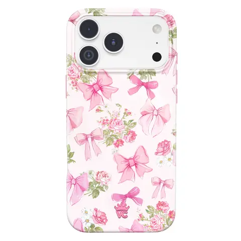 Velvet Caviar Posie Pink Bow Heavy Duty Protective Smartphone Case - Cute Shockproof Drop Protection, Magnetic Cover for iPhone 15,15 Pro,16,17,18 Series & More Mobile Phone Accessories