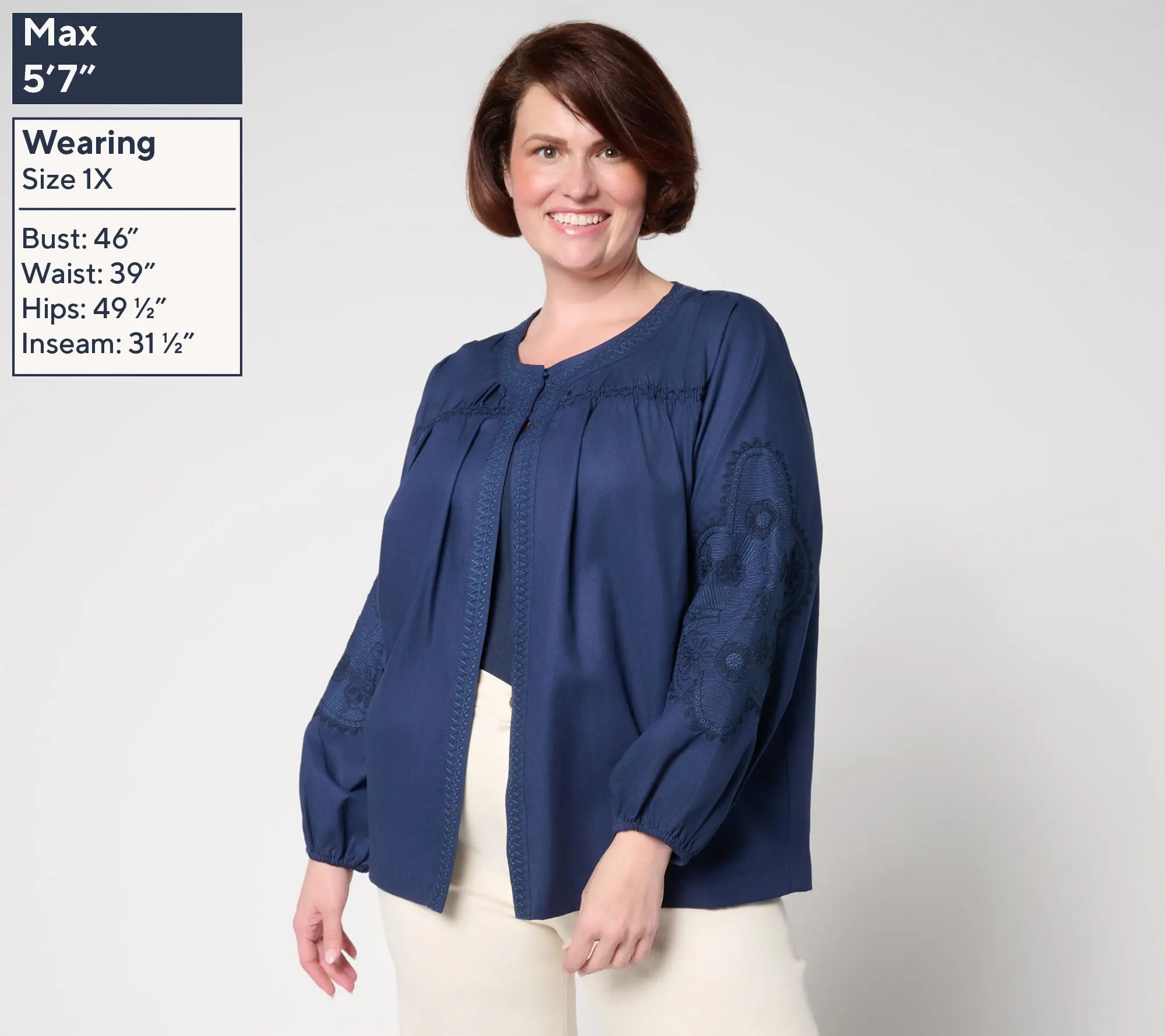 Susan Graver Weekend Washed Twill Embroidered Jacket