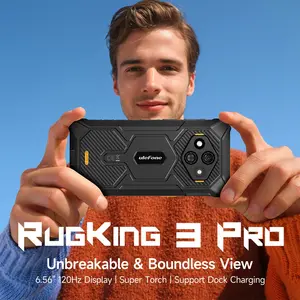Ulefone RugKing 3 Pro Rugged Phone Unlocked, Octa-core 8GB+128GB, Android 15, 6.56" 120Hz, 48MP+2MP+8MP, 5600mAh, IP69K & IP68 Proof, Water-Lock