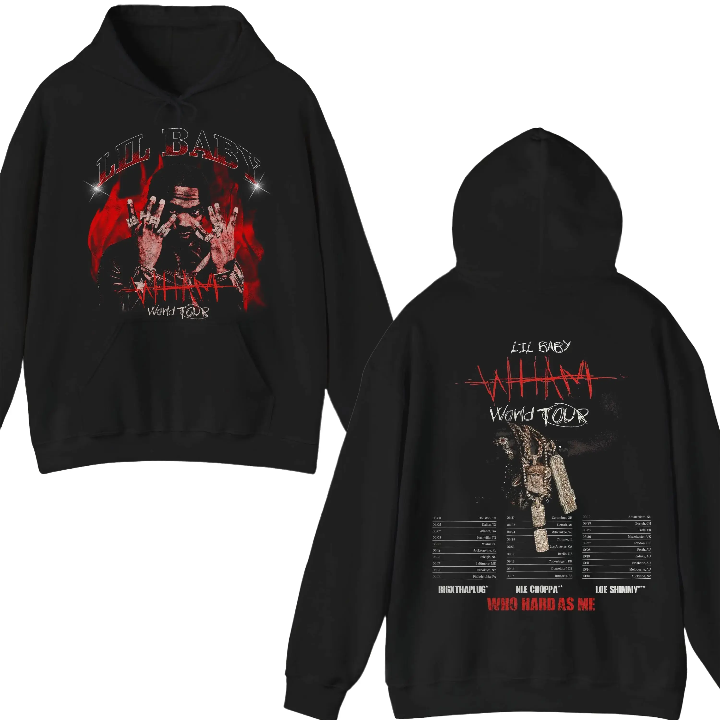 Women's Long-Sleeve Casual Hip Hop Music Theme Tour Graphic Hoodie - Unisex Statement Top, Everyday Style, Comfortable Fit, Pullover Streetwear, Longsleeves