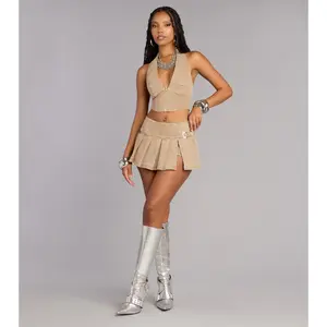 Cute Flirt Belted Denim Mini Skort