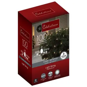 Celebrations Incandescent Stay Shine Incandescent Mini Clear & Warm White Net Christmas Lights 100 Count
