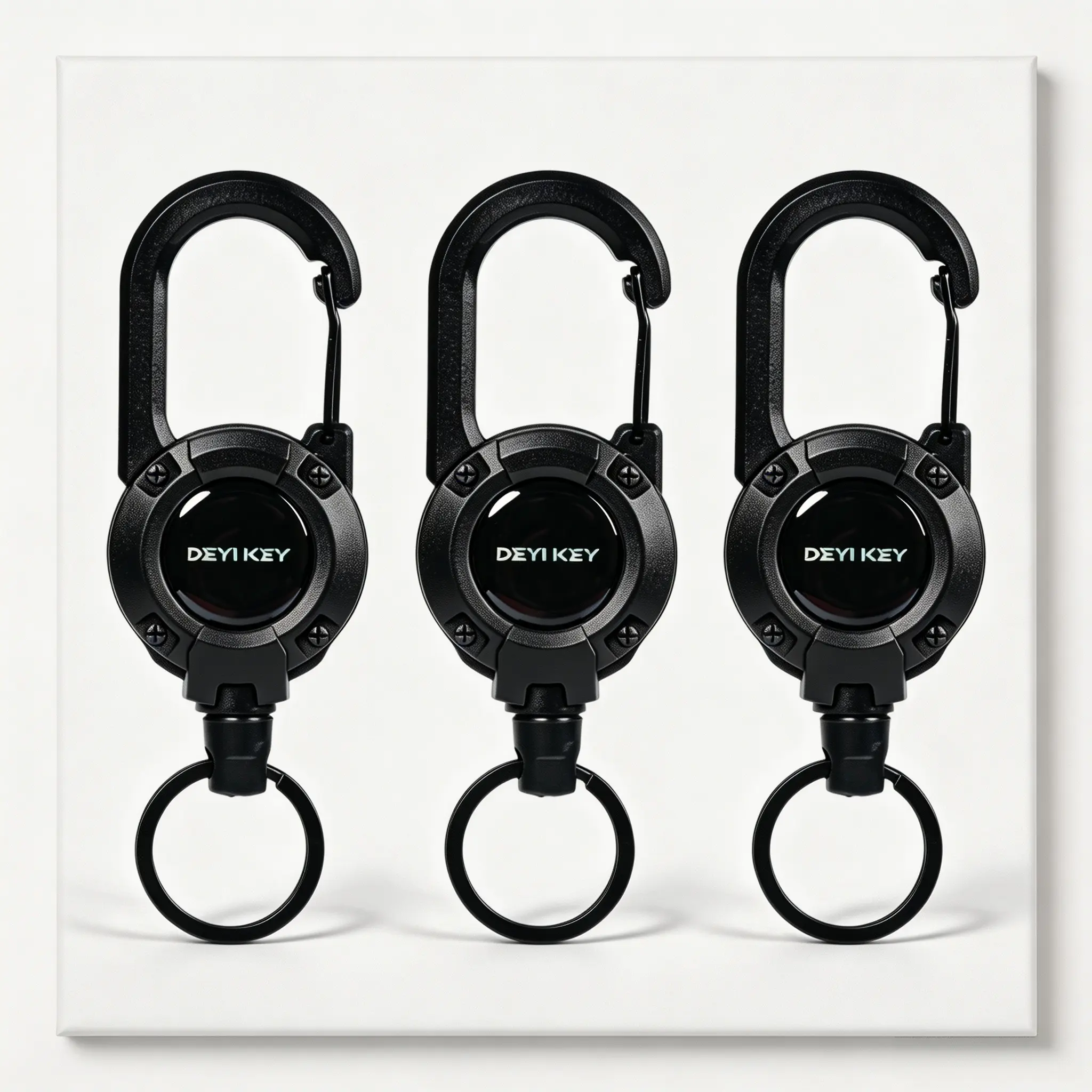Retractable Keychain Heavy Duty Carabiner Key Chain, Saltwater Resistant 60CM Steel Cord Badge Reel, 10oz Bearing Key Holder for Work & Outdoor, Brown