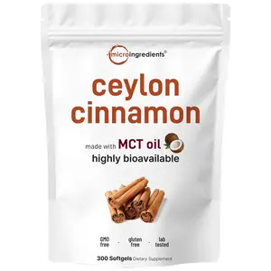 Micro Ingredients Ceylon Cinnamon 7,200mg Equivalent, 300 Softgels with MCT Oil