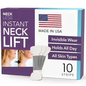 Neck Less - 10 Strips | Patented Instant Neck Lift Tape | Medical-Grade, Hypoallergenic, 10-Hour Hold | Non-Surgical Turkey Neck Fix | Invisible, Waterproof Lifting Strips for Sagging Neck & Jawline | Best Neck Tape