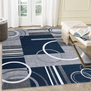Washable Rug Modern Geometric Rug Low Pile Soft Rug Foldable Indoor Rug Home Decor Rug Modern Abstract Rug