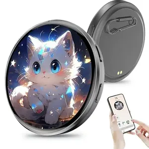 Digital Badge Pin, 1.7'' HD Touchscreen Smart Electronic Display Badge for Photos, GIFs & Videos, Bluetooth App Control Digital Pin for Backpacks