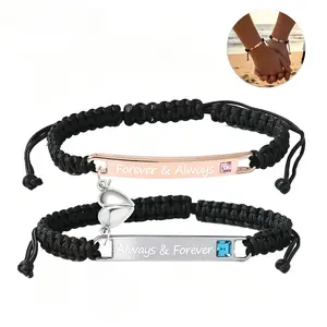 Adjustable Couple Bracelet Set, Magnetic Core Charm Bracelet, Heart Rate Bracelet, Couple Fashion Bracelet, Everyday Clothing Decoration, Fashion Full Set and Exquisite Jewelry Birthday Love Perfect Gift