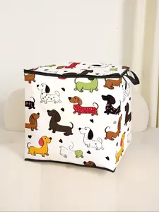 Cute Dog Print Blanket Storage Bag, Durable Material with Easy Carry Handle, Ideal for Bed and Toy Organization, Perfect for All Seasons