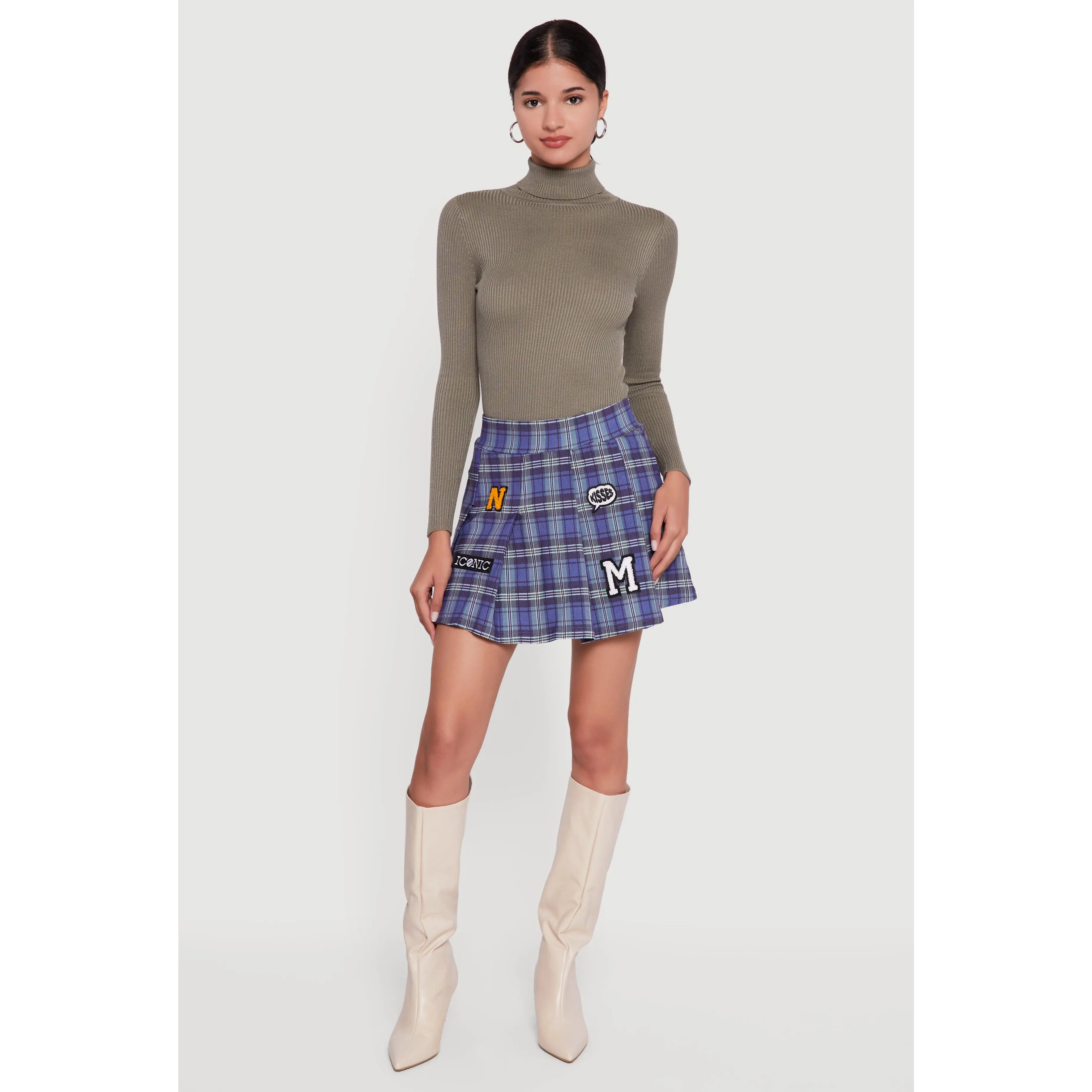 Solid Ribbed Knit Turtleneck Top