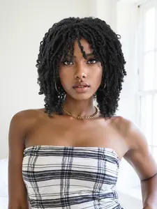 14 Inch Women's Short Curly Afro Wig, Natural High Heat Resistant Synthetic Fiber, Dense Tight Twist Style