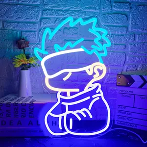 Satoru Gojo Neon Sign Cute Anime Character LED Neon Light, USB Powered Creative Cartoon Character Neon Sign, Decorative Neon Light for Home Game Room Bedroom