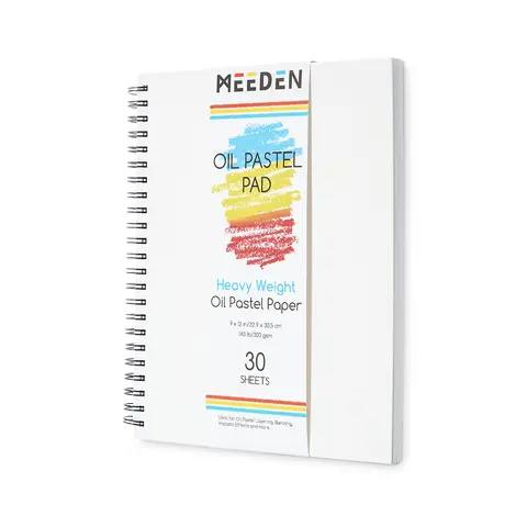 MEEDEN Artist Oil Pastel Sketchbook Pad - Craft Supplies, 9"x12"/8"x8" Sizes, 140lb/300gsm High Quality Fine-Texture Grease-Proof Portable Art Paper, 30 Sheets, DIY Cover for Sketching Artists