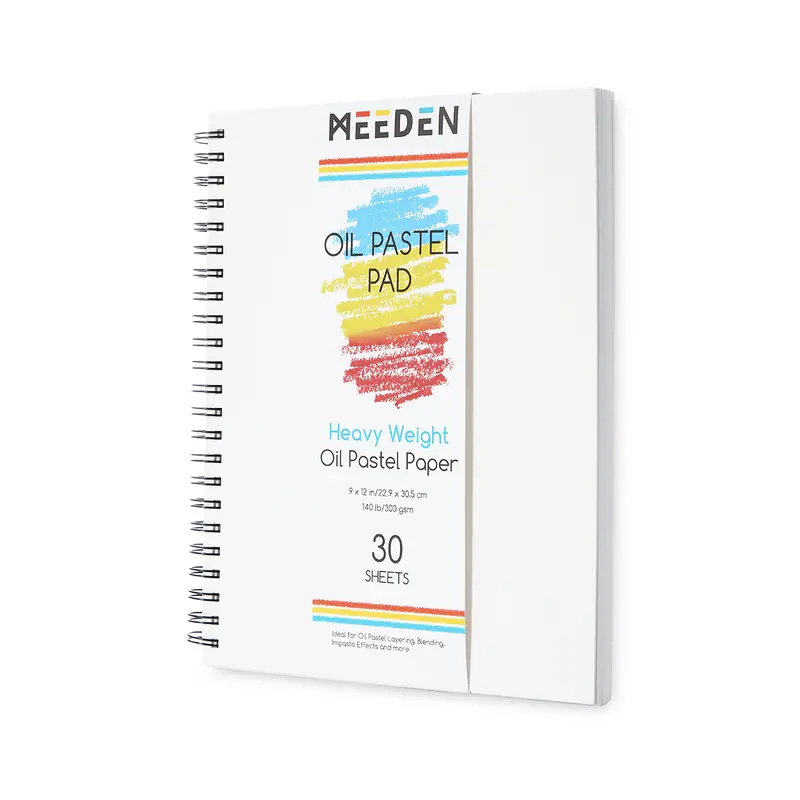 MEEDEN Artist Oil Pastel Sketchbook Pad - Craft Supplies, 9"x12"/8"x8" Sizes, 140lb/300gsm High Quality Fine-Texture Grease-Proof Portable Art Paper, 30 Sheets, DIY Cover for Sketching Artists