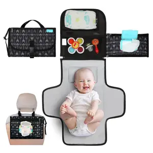 Portable Diaper Changing Pad - Baby Diaper Changer Travel Bag with Wipes Pocket, Smart Design Portable Changing Mat, Infant Travel Station Kit, Gift for Newborn - Black Arrows, Classic