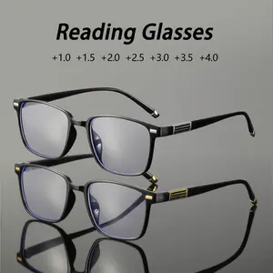 Men's Plastic Rectangular Rivet Full Frame Reading Glasses, Durable PC Frames & Lenses, Perfect for Meetings & Daily Commute, Reading Eyeglasses