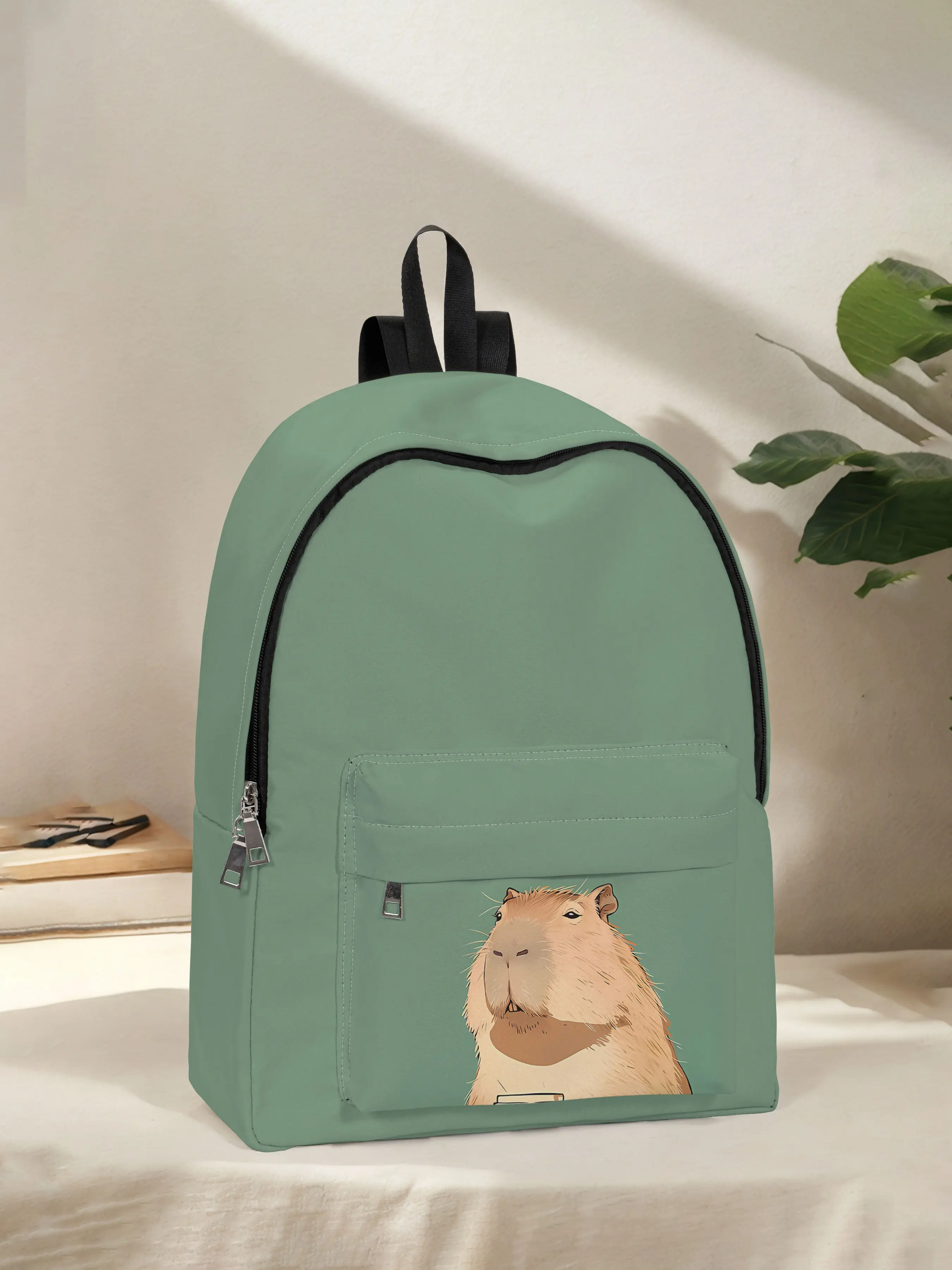 Marmot Pattern Printed Backpack for Fun Daily Use, Spacious Storage for School, Travel and Business, Stylish Casual Design for All Seasons