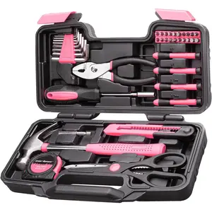 39-Piece Durable Carbon Steel HouseholdHardware Tool Kit Set, Comprehensive ManualHand Tools for DlY Projects, Home & Car Repairwith Wrench,Hammer