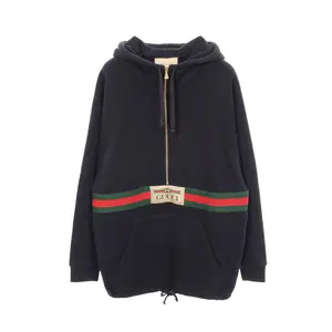 Pre-owned GUCCI Cotton Small Leather Goods Web Shelly Line Hoodie
