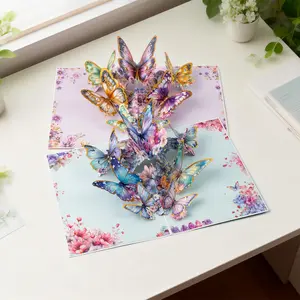 Mother’s Day 3D Pop Up Butterfly Card for Mom, Elegant Greeting Card with Envelope, Appreciation Gift from Daughter or Son (2 Pack)