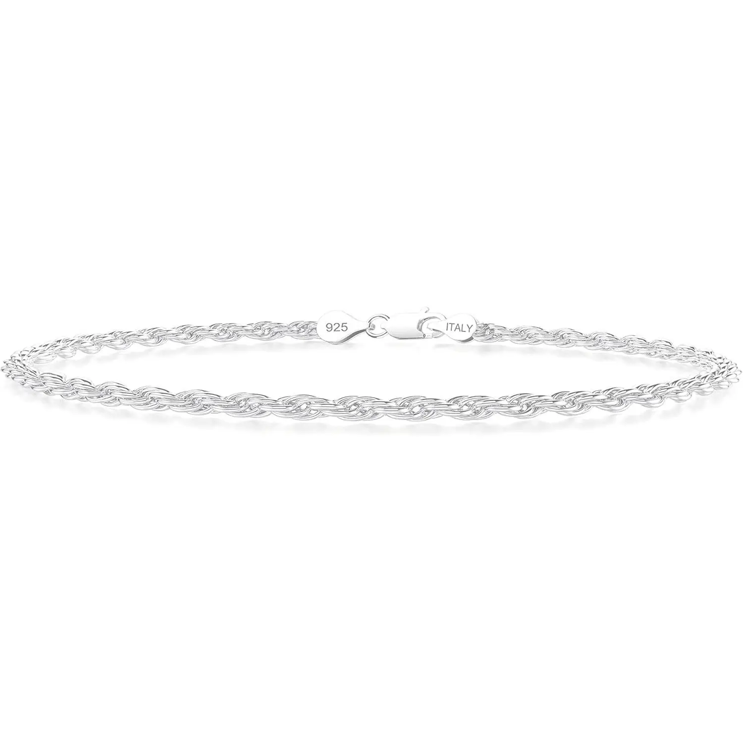 Sterling Silver Rope Chain Bracelet Box Chain Bracelet mmmmmm Silver/Gold Plated Bracelet for Men Women Silver Bracelet .- Inches